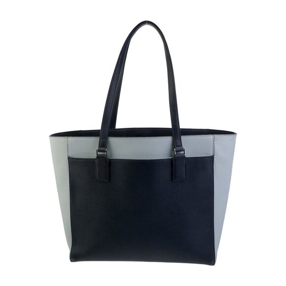Kate Spade Cameron Tote Black Gray Leather Colorblock Office Career Laptop Bag - Picture 4 of 8